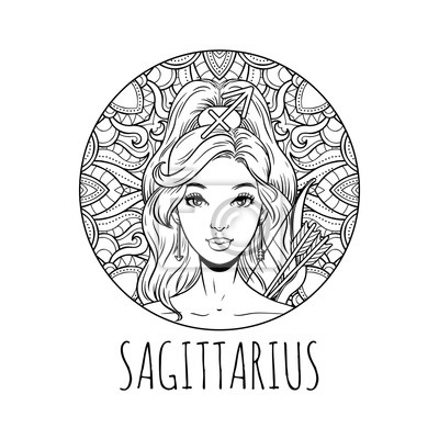 Sagittarius zodiac sign artwork adult coloring book page beautiful wall mural â murals warrior arrow bow