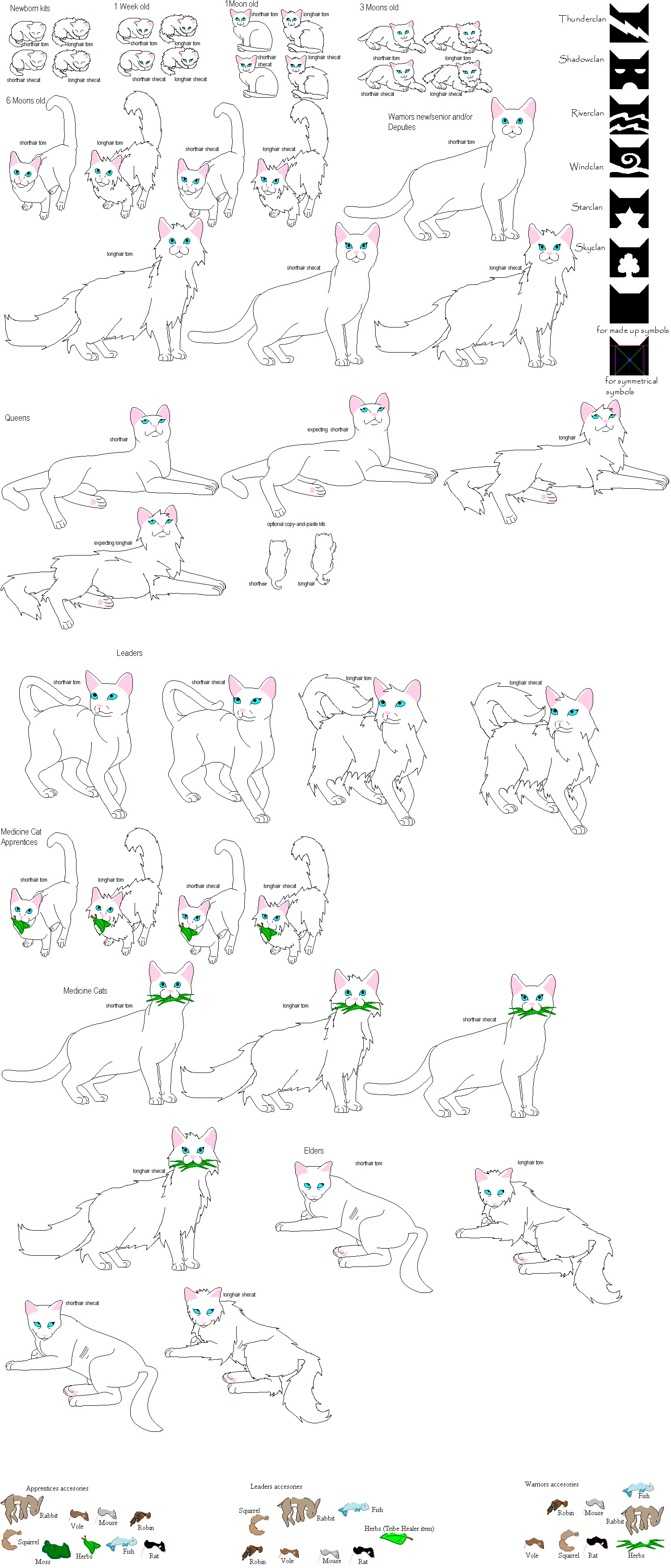 My ultimate cat lineart set by ashlychee on