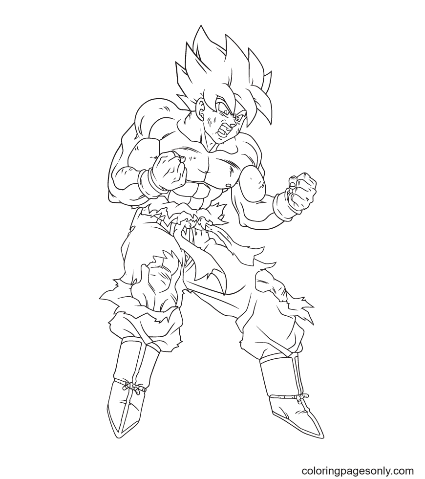 Son goku coloring pages printable for free download