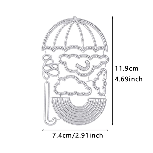 Rain cloud umbrella metal cutting die cut look for rainbow diy crapbooking paper craft handmade album card punch art cut die