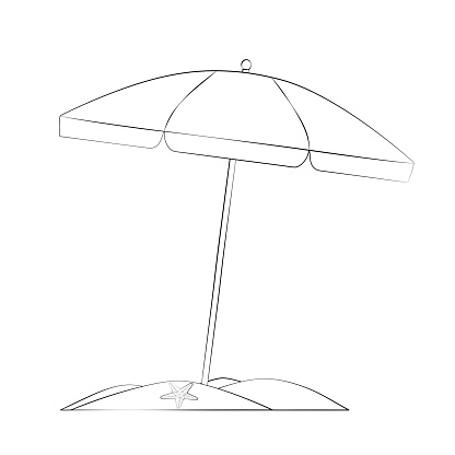 Beach umbrella coloring book stock illustration