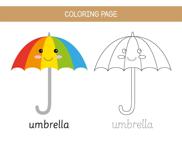 Premium vector coloring page for kids color the umbrella worksheet for preschool and kindergarten