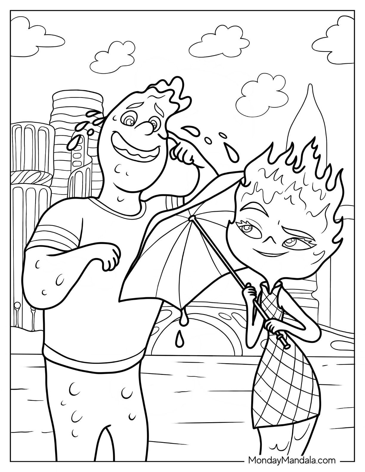 Elemental coloring pages free pdf printables