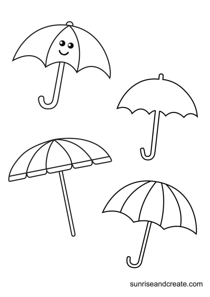 Free printable umbrella templates different designs sizes