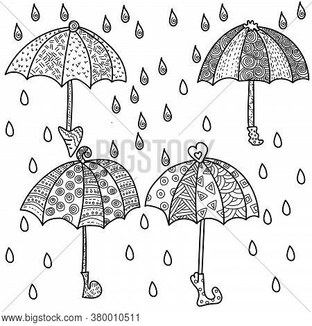 Set outline umbrellas vector photo free trial bigstock