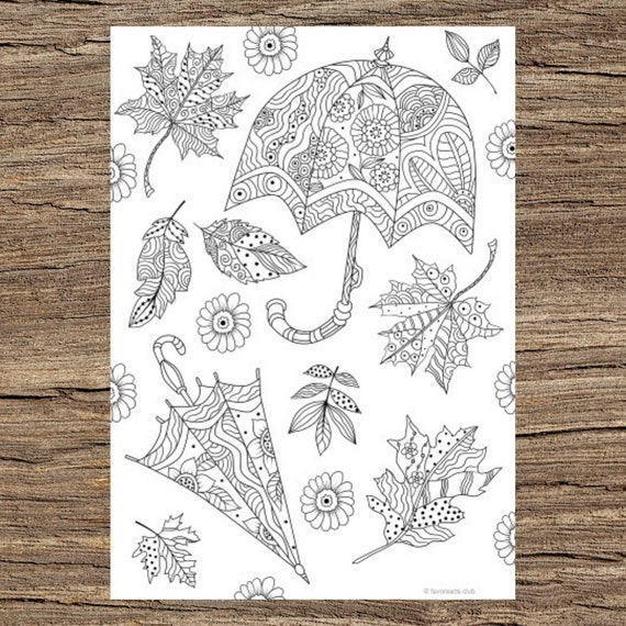 Umbrellas printable adult coloring page from favoreads