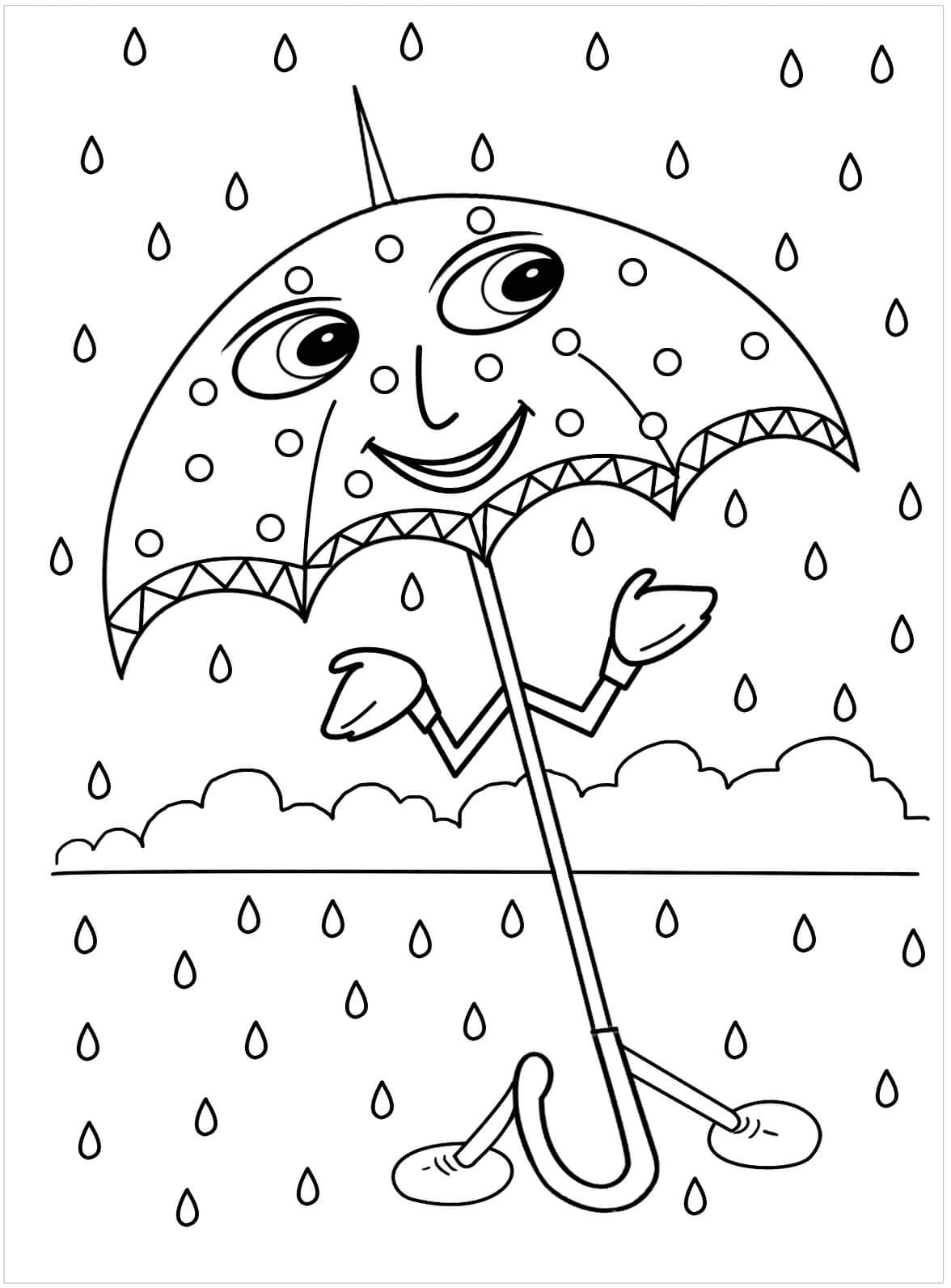 Cartoon umbrella coloring page