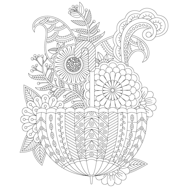 Premium vector umbrella coloring page for adult