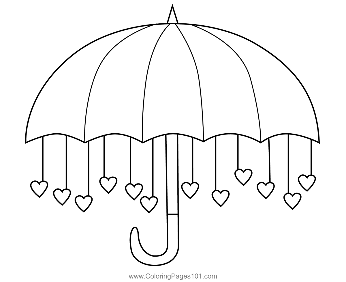 Love umbrella coloring page for kids