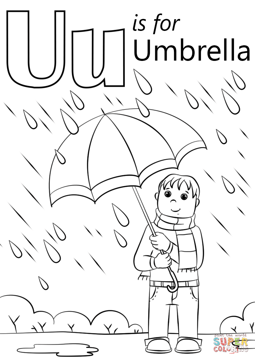 U is for umbrella coloring page free printable coloring pages