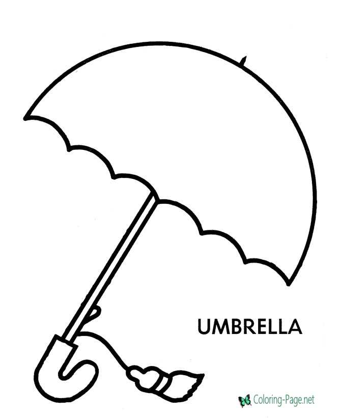 Preschool coloring pages umbrella