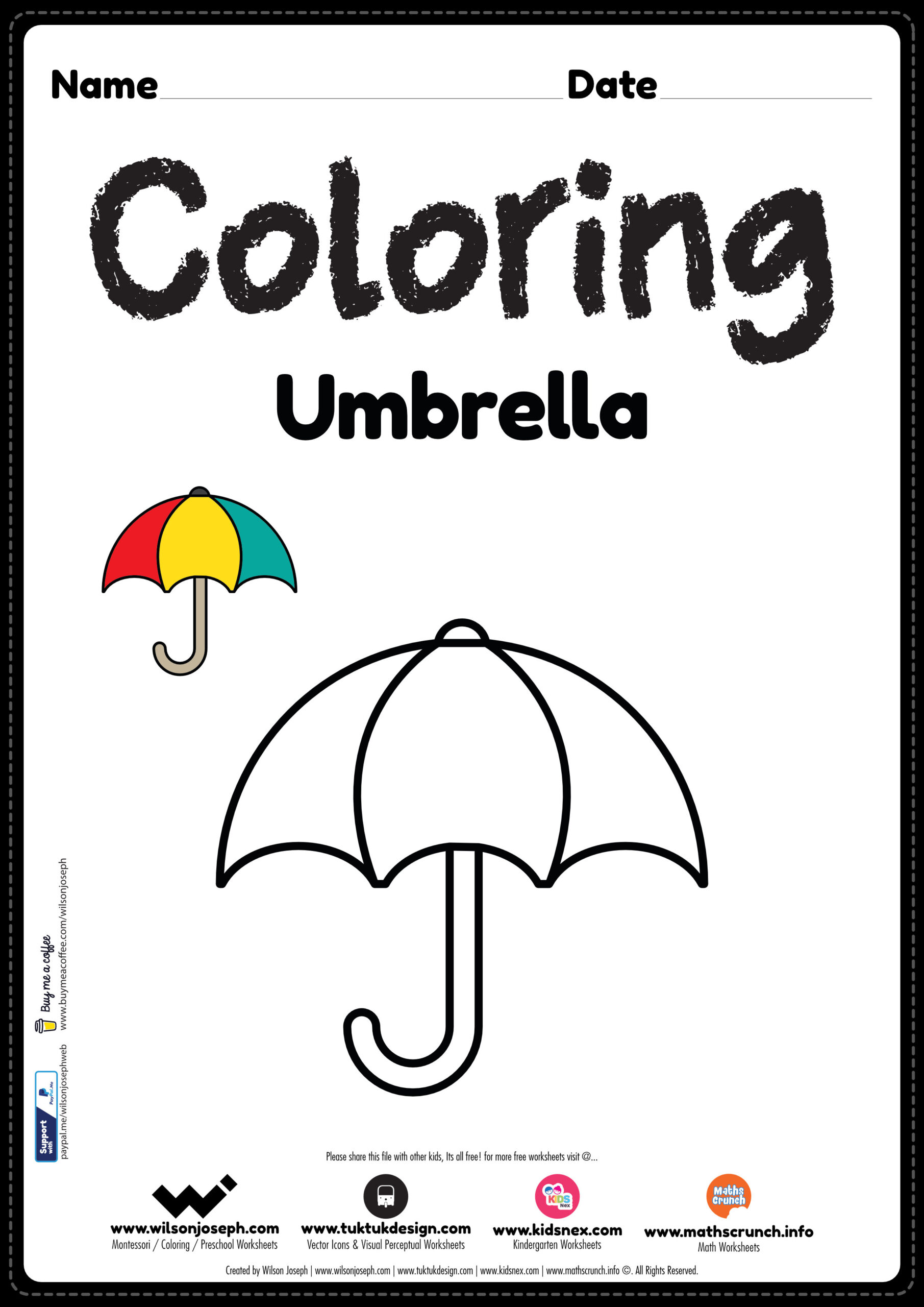 Umbrella coloring page