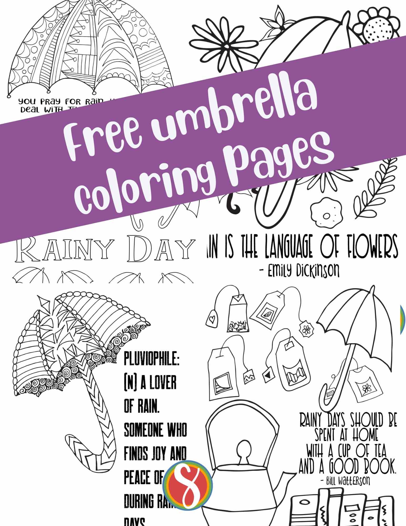 Free umbrella coloring pages â stevie doodles