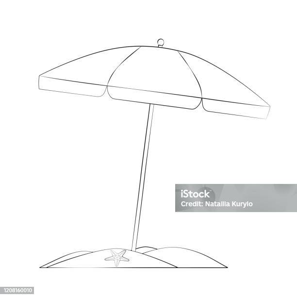 Beach umbrella coloring book stock illustration