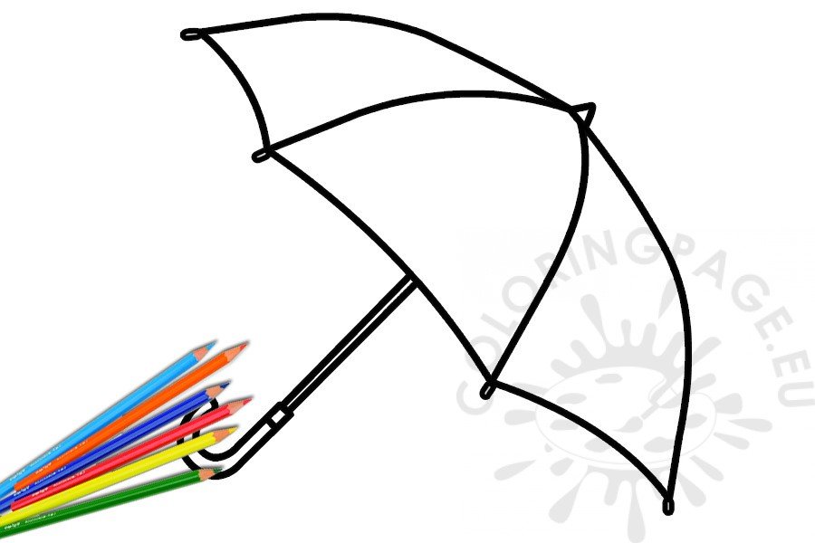 Printable rain umbrella outline coloring page