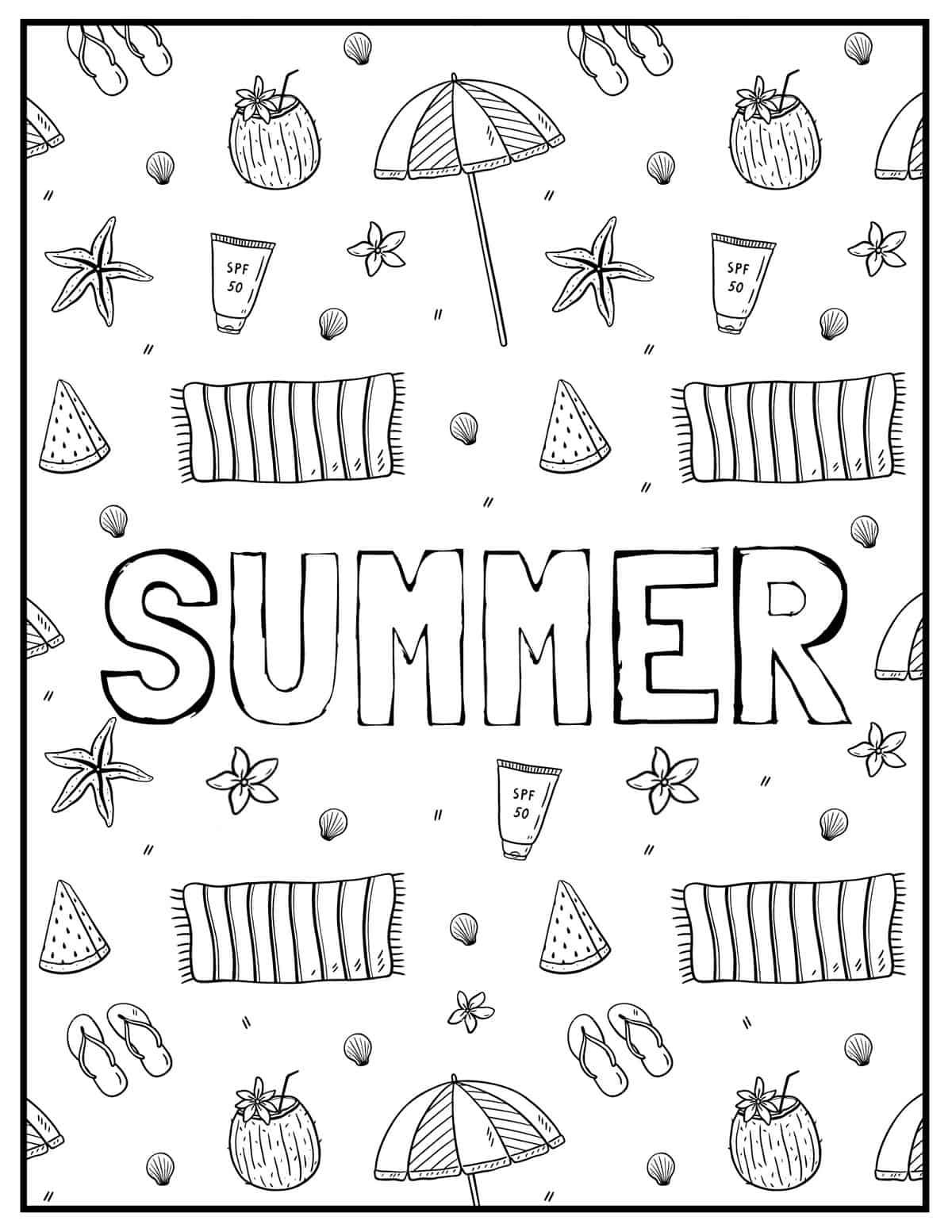 Free summer coloring pages for kids