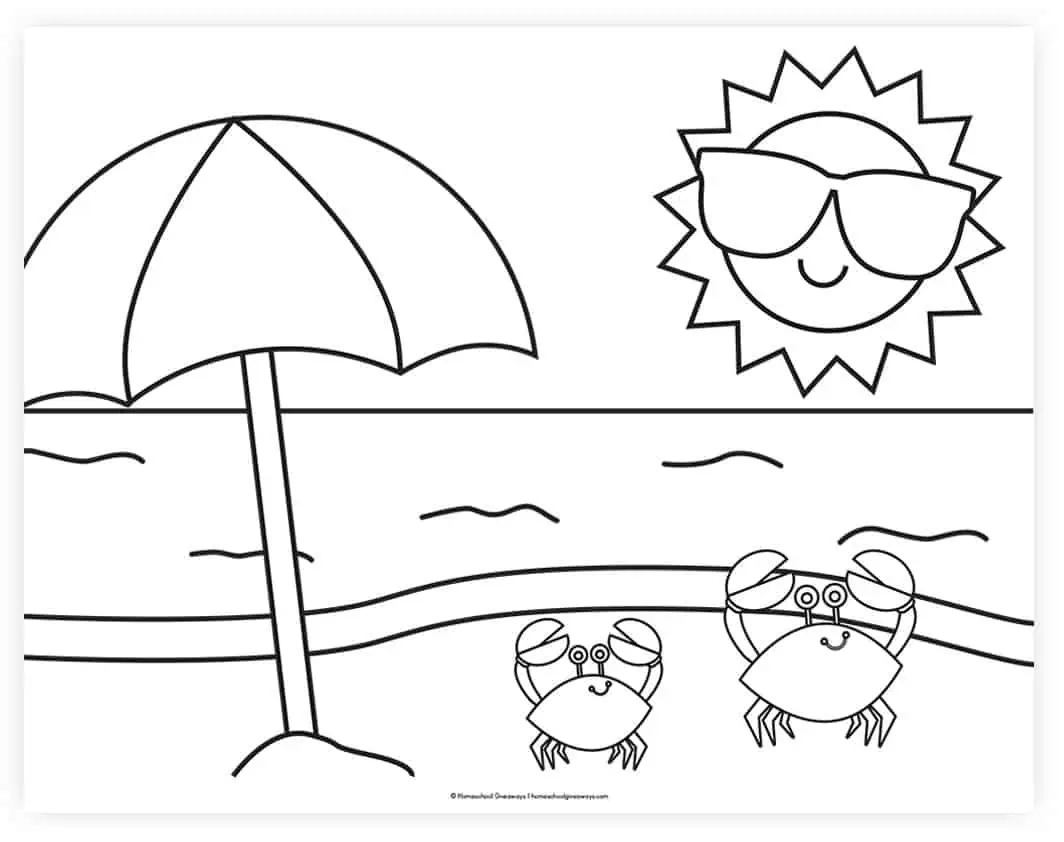 Beach coloring pages for kids to print for free