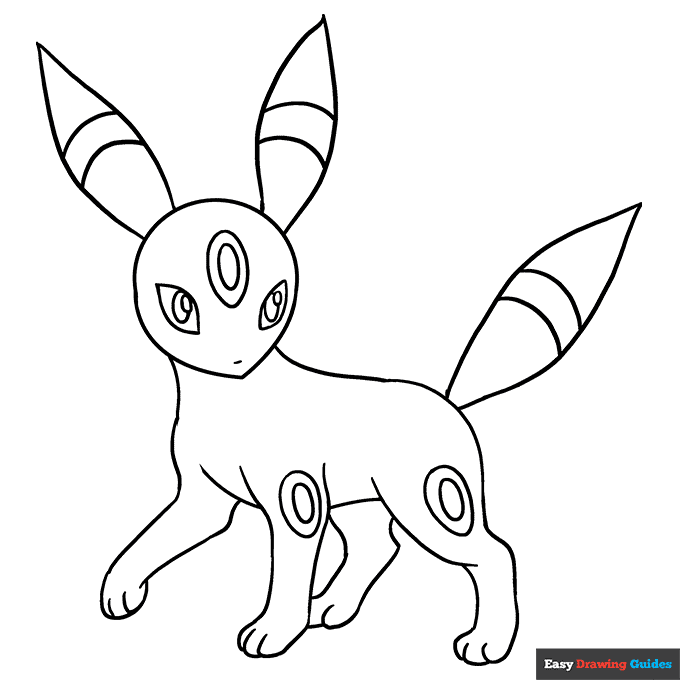 Umbreon coloring page easy drawing guides