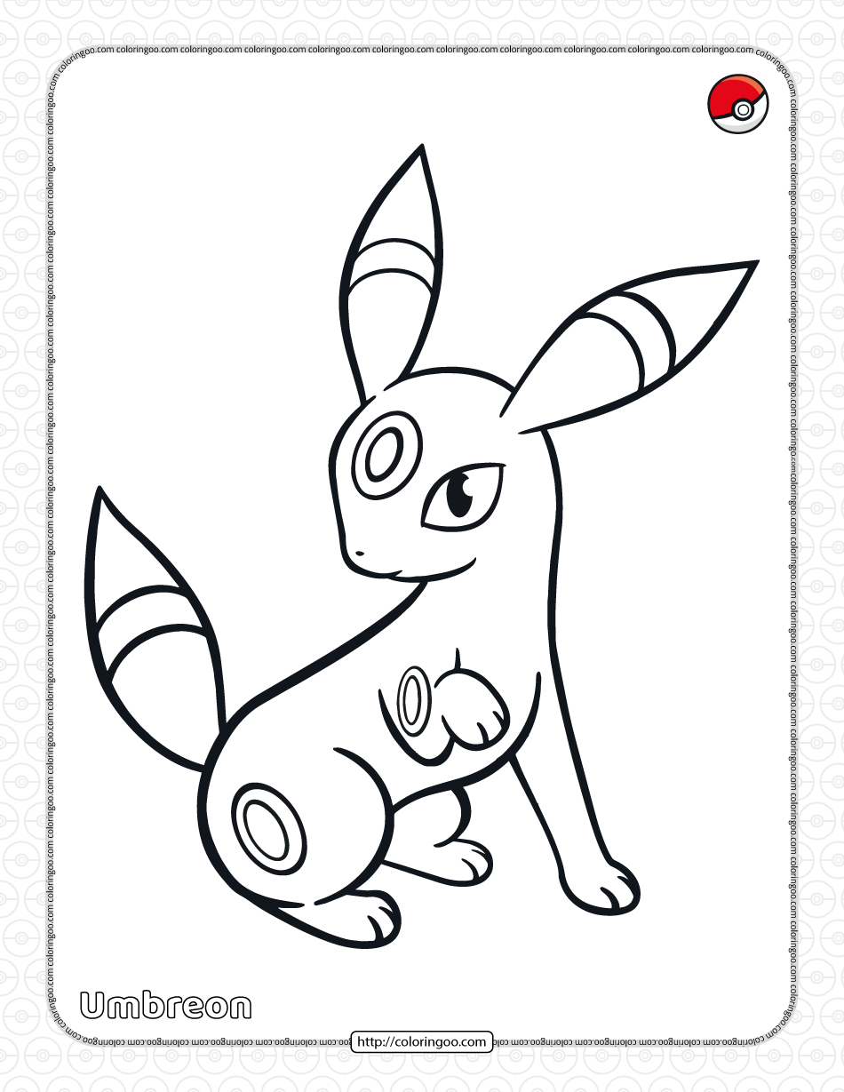 Pokemon umbreon coloring pages for kids â