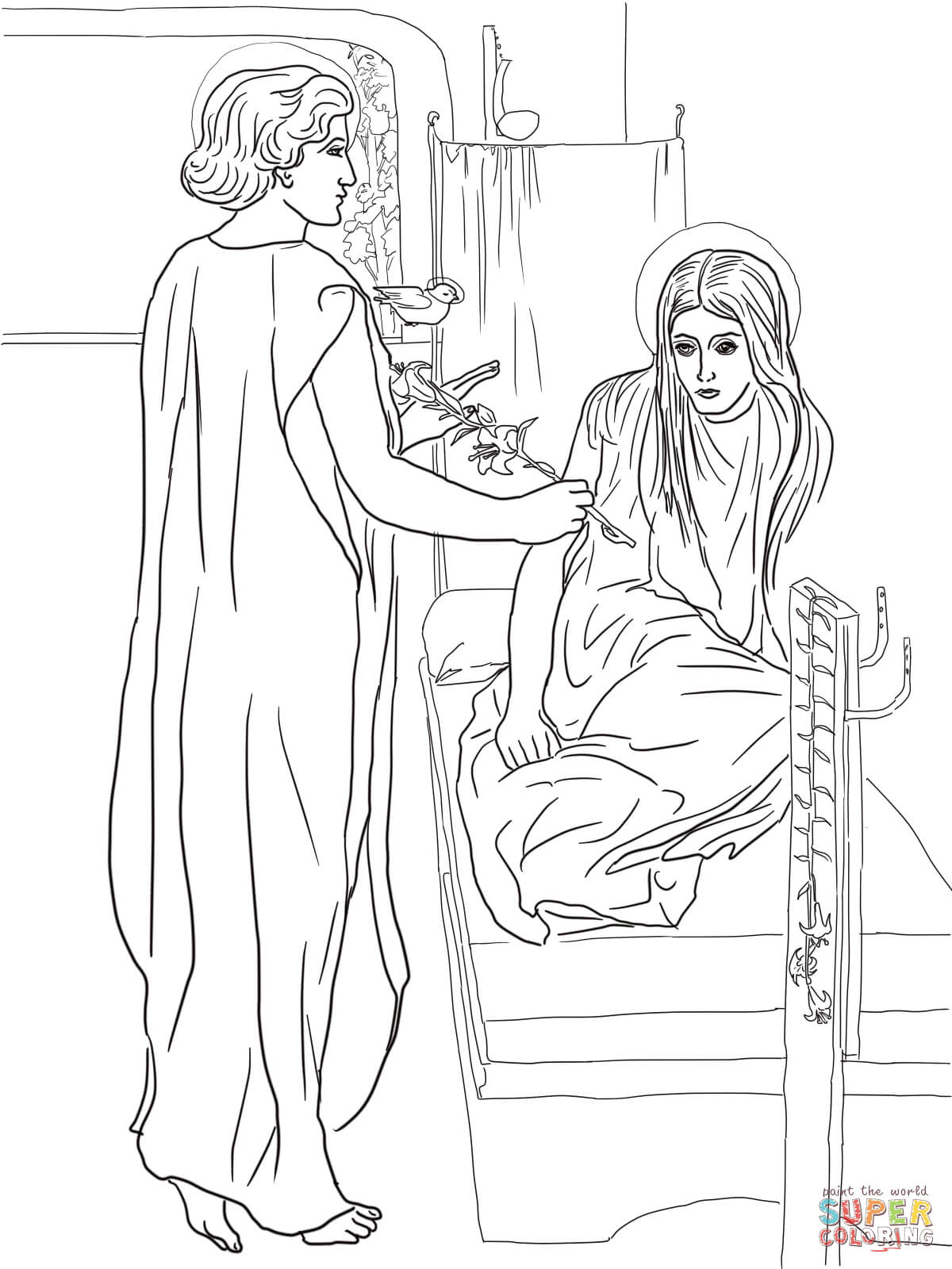 Annunciation of mary coloring page free printable coloring pages