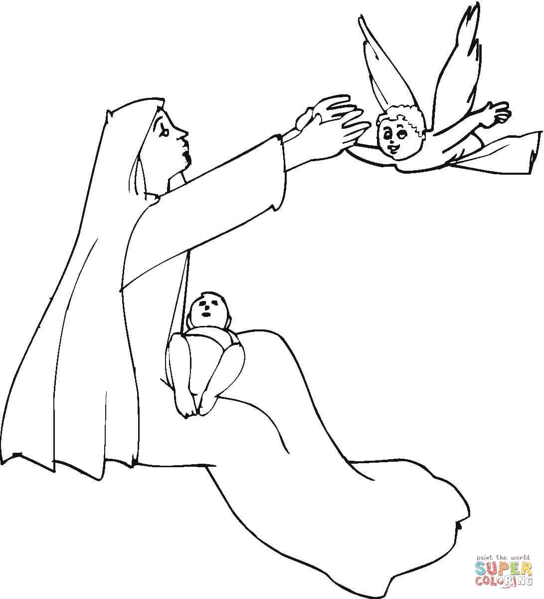 Angel visits mary coloring page free printable coloring pages