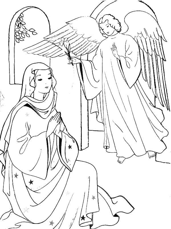 Angels announcement jesus birth coloring pages