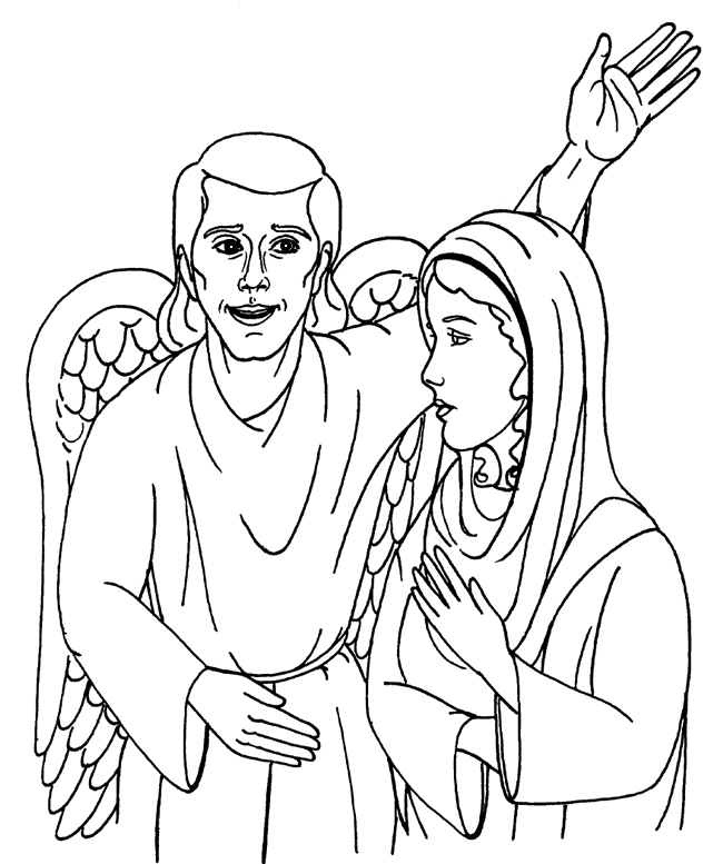 Mary and the angel gabriel coloring page bible coloring pages coloring pages angel coloring pages