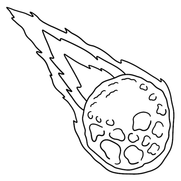 Premium vector falling asteroid isolated coloring page for kids
