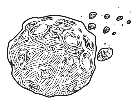 Ilustraciãn de dibujo de asteroides y mãs vectores libres de derechos de asteroide