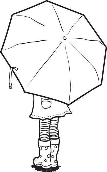 Printable coloring page of a girl holding an umbrella â