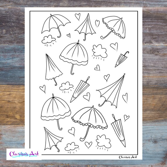 Umbrella coloring page fun coloring page for children and adults digital download only