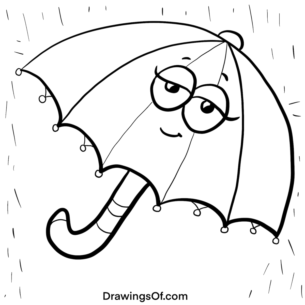 Umbrella drawing easy cute cartoon instructions