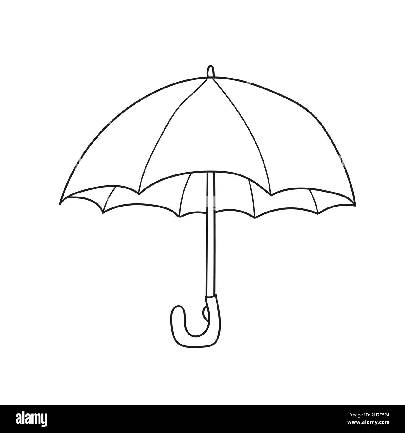 Simple coloring page illustration of isolated black and white umbrella for coloring book stock vector image art