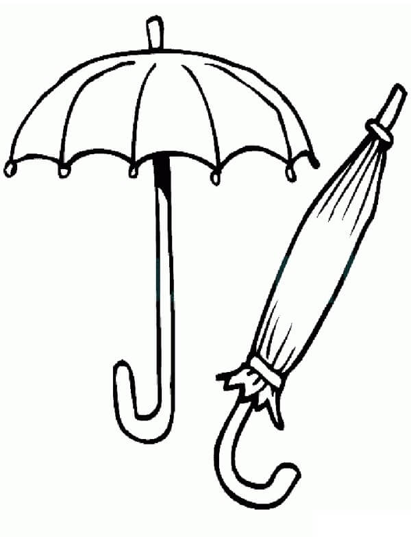 Drawing two umbrellas coloring page