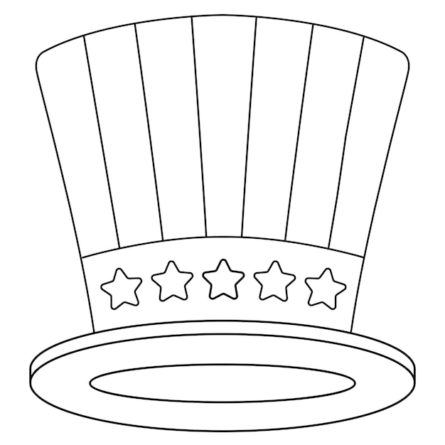 Premium vector th of july uncle sam hat isolated coloring page