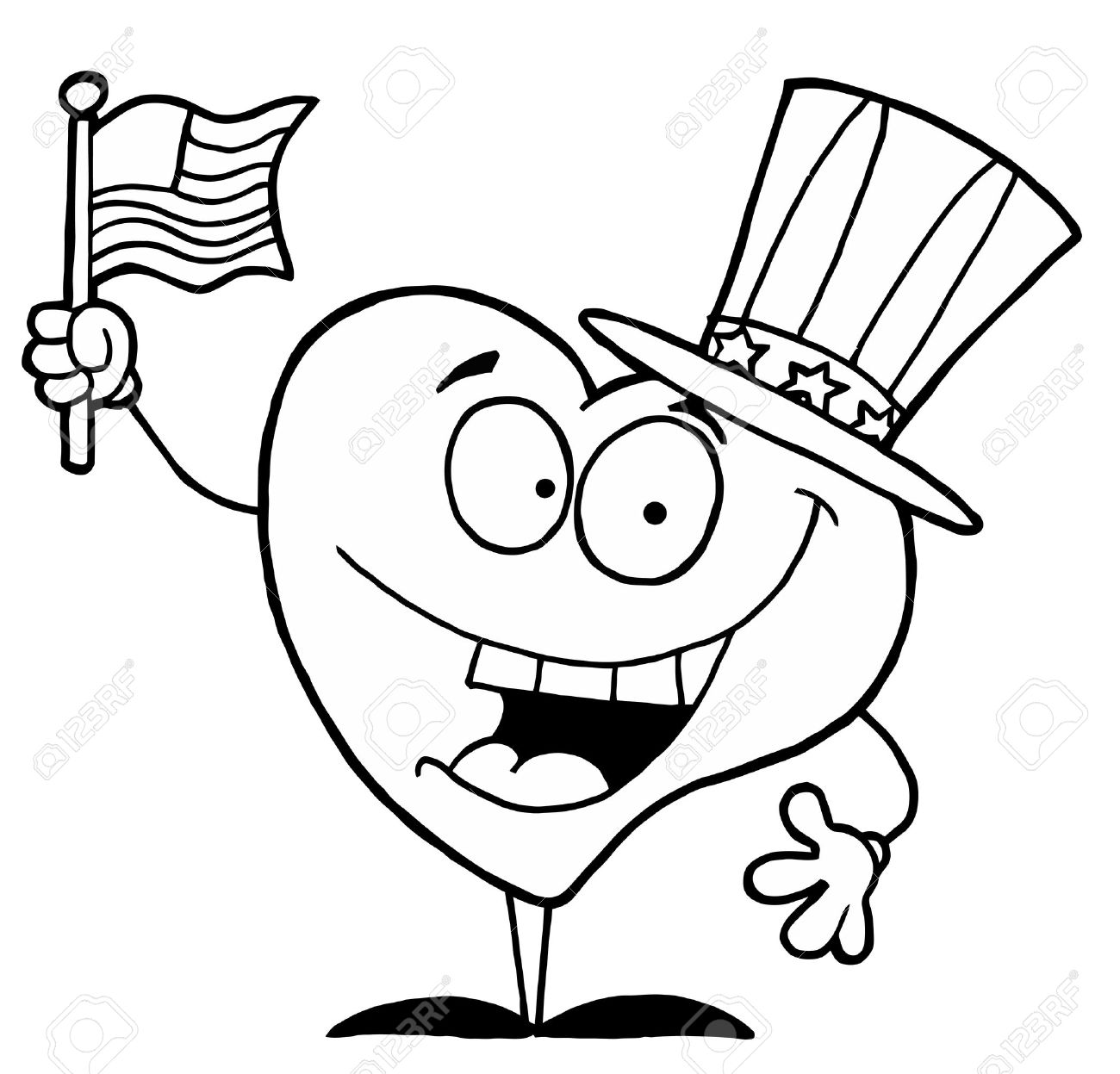 Black and white coloring page outline of a heart uncle sam royalty free svg cliparts vectors and stock illustration image