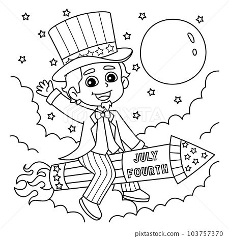 Th of july uncle sam coloring page for kids