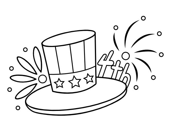 Printable uncle sam hat th of july coloring page