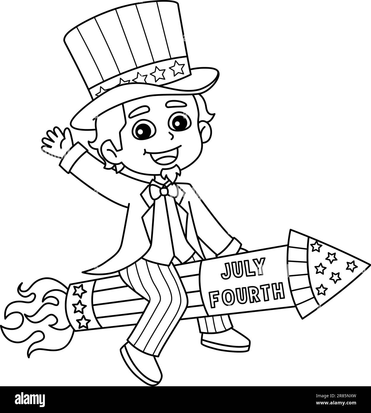 Th of july uncle sam isolated coloring page stock vector image art