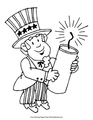 Uncle sam holding fireworks coloring page â free printable pdf from