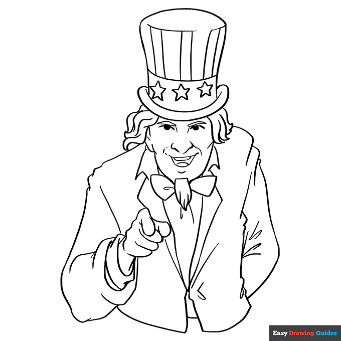 Uncle sam coloring page easy drawing guides
