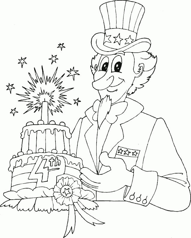 Uncle sam with th of july cake page