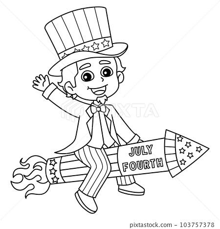 Th of july uncle sam isolated coloring page