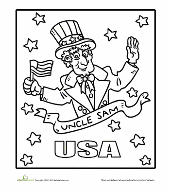 Uncle sam worksheet education coloring pages holiday worksheets memorial day coloring pages
