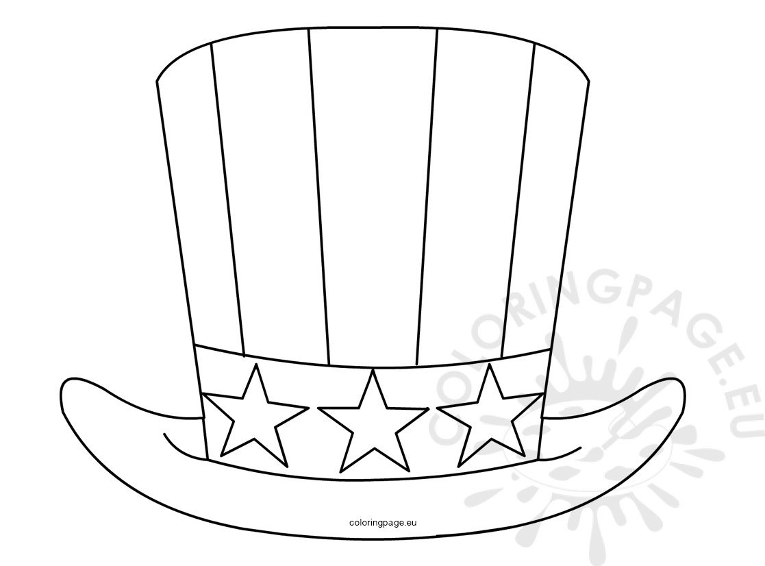 Patriotic uncle sam hat th july coloring page