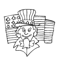 American flag behind uncle sam coloring pages