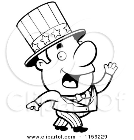 Cartoon clipart of a black and white uncle sam