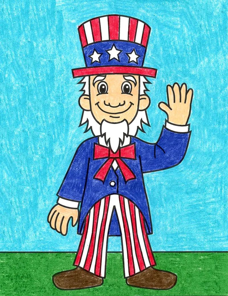 Easy how to draw uncle sam tutorial uncle sam coloring page