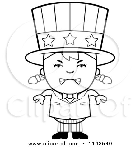 Cartoon clipart of a black and white mad uncle sam girl