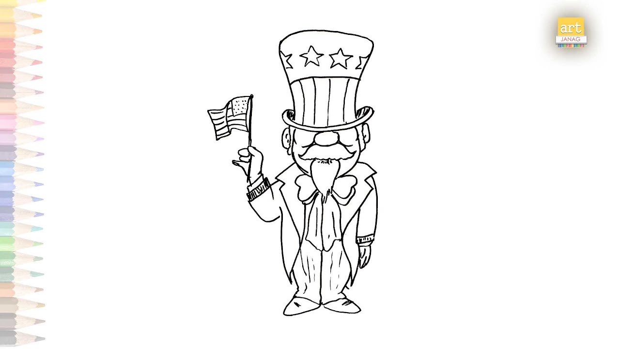 American uncle sam flag day drawing easy how to draw american uncle sam flag day easy drawings